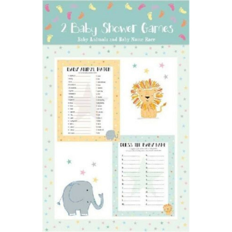 Baby Animals & Baby Name Race Baby Shower Game Cards