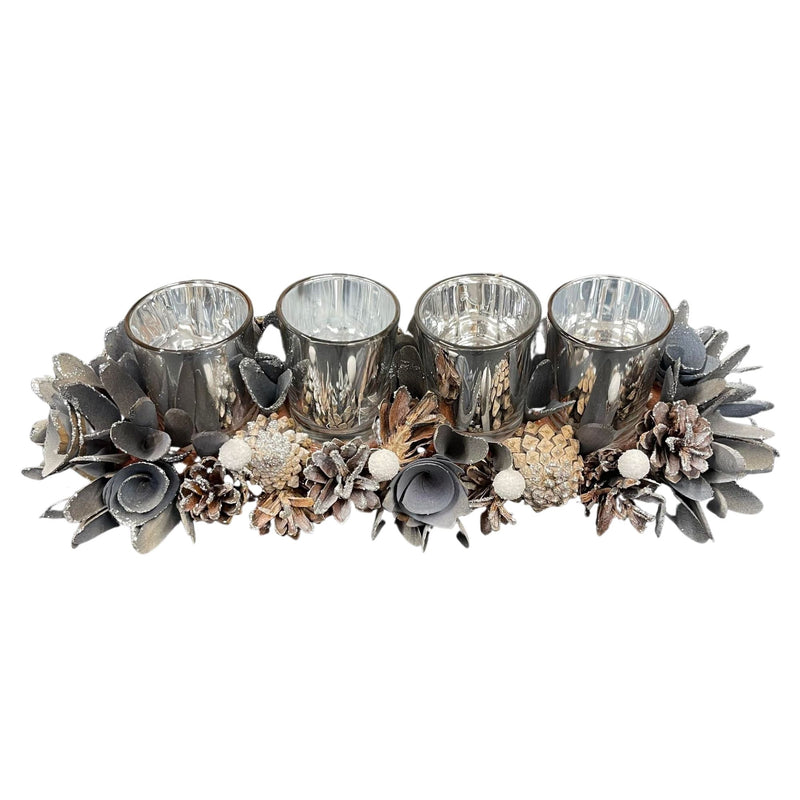 Christmas Grey and Silver Luxury Candle Holder