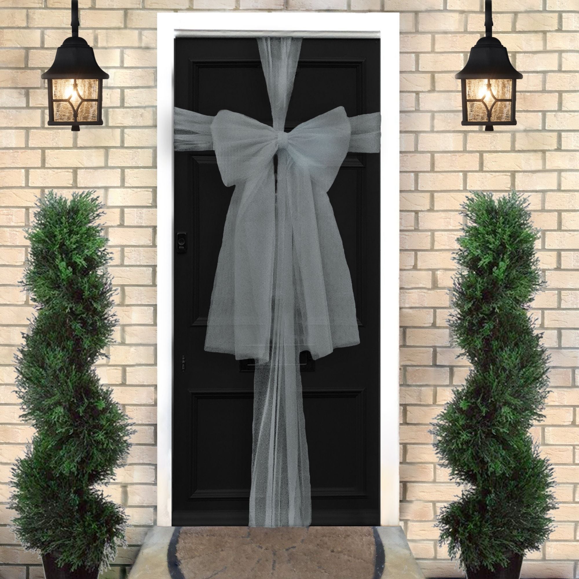 Organza Door Bow Kit Silver Grey Christmas Door Decorations The