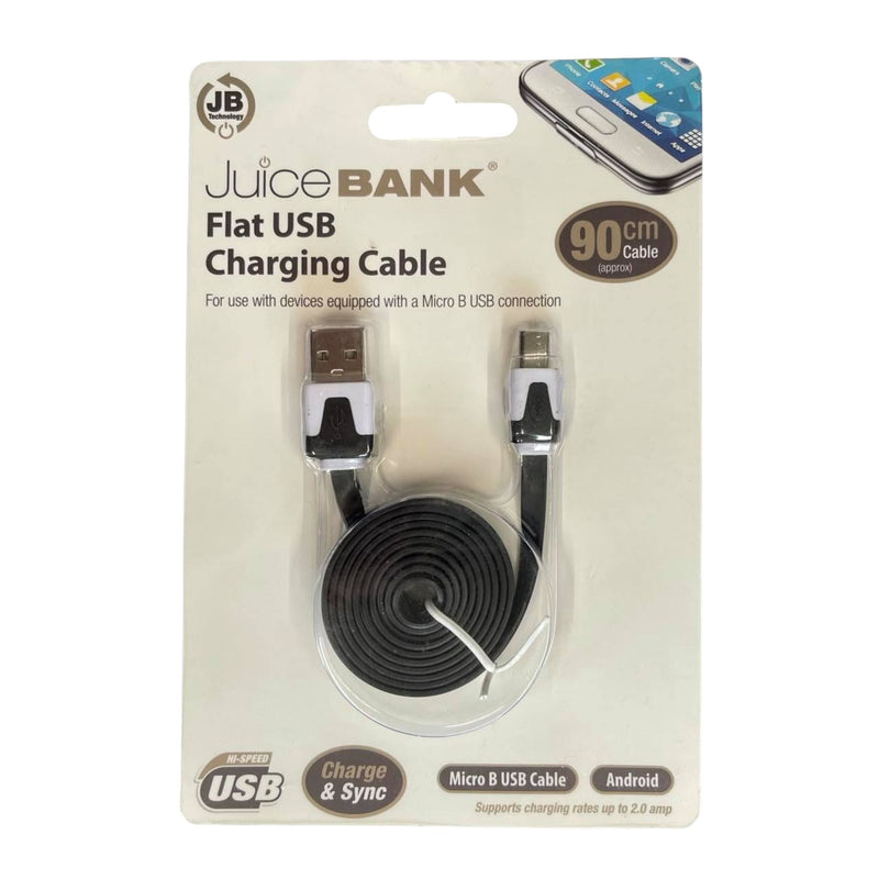 Flat USB Charging Cable Black