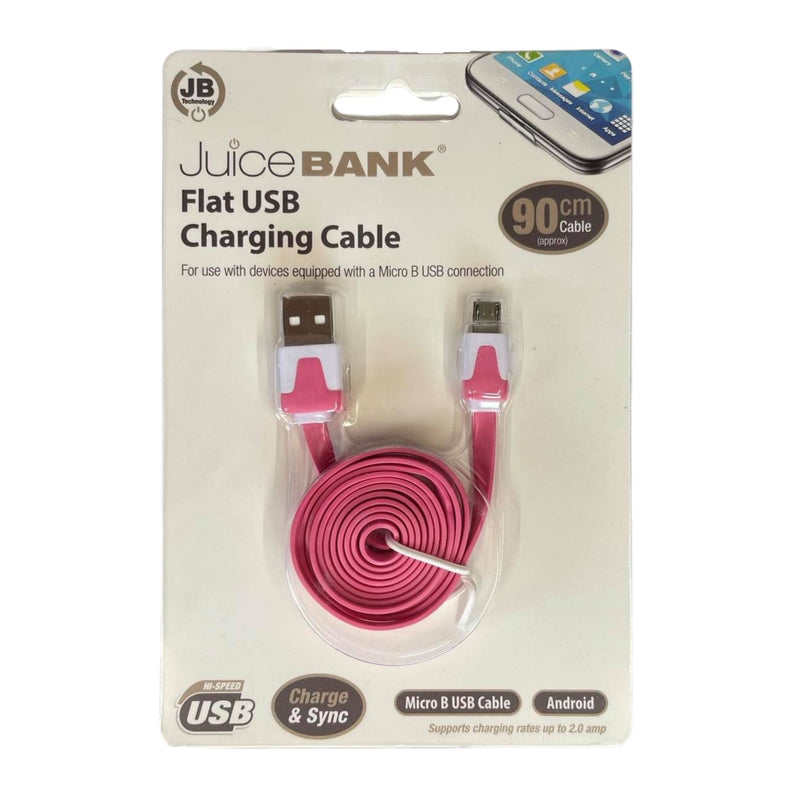 Flat USB Charging Cable Pink