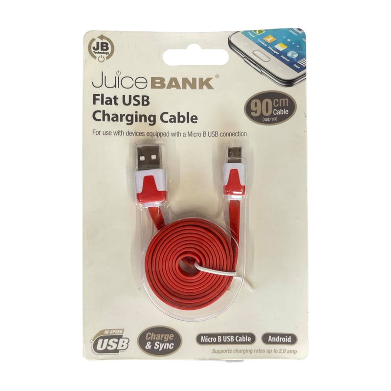 Flat USB Charging Cable Red