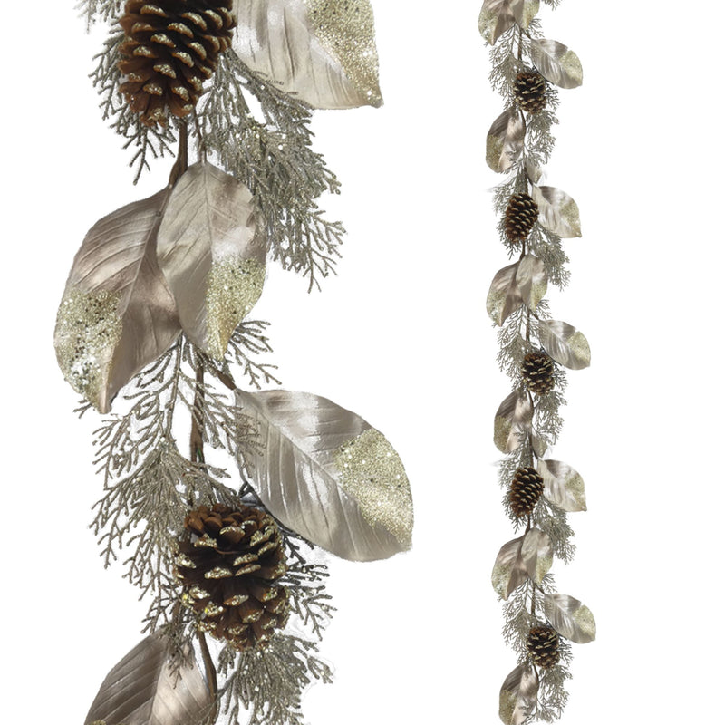 Luxury Gold Leaf and Pine Cone Garland 1.5m