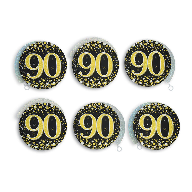90th Birthday Swirl Decorations Black and Gold