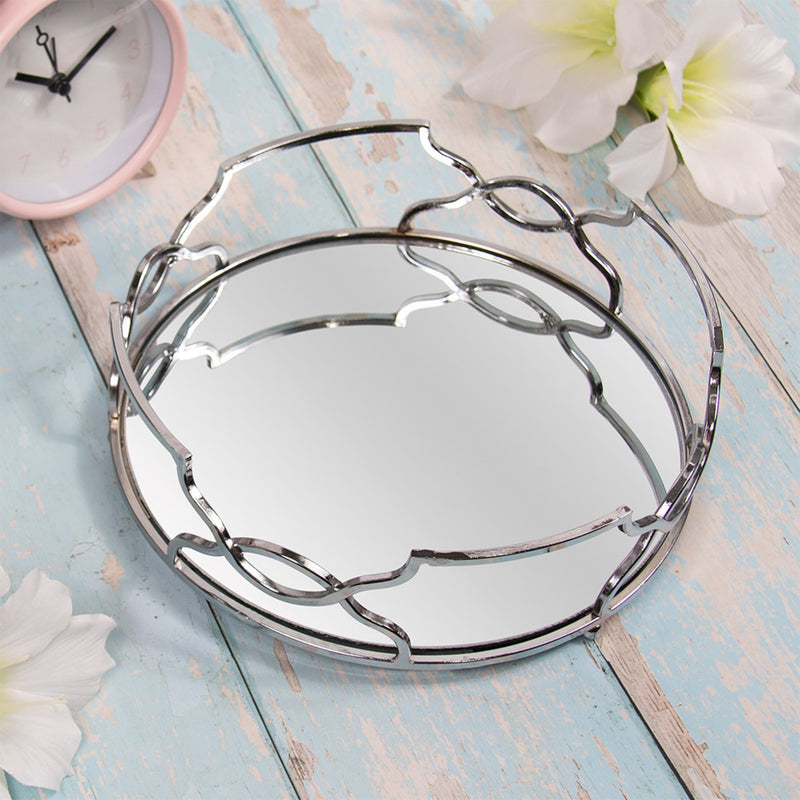 Round Abstract Mirrored Tray 21cm
