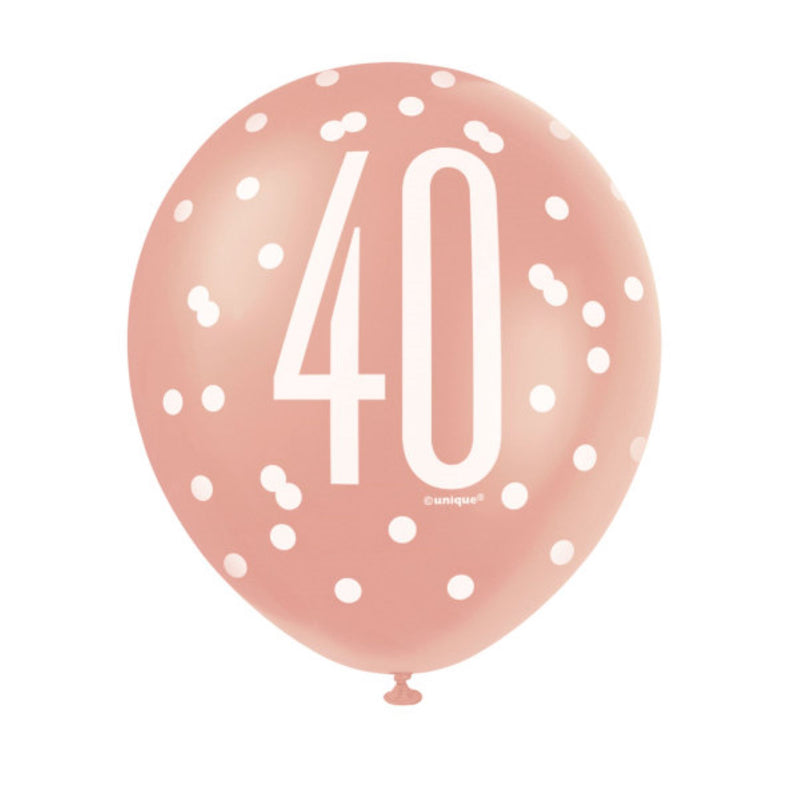 40th Birthday Balloons Rose Gold