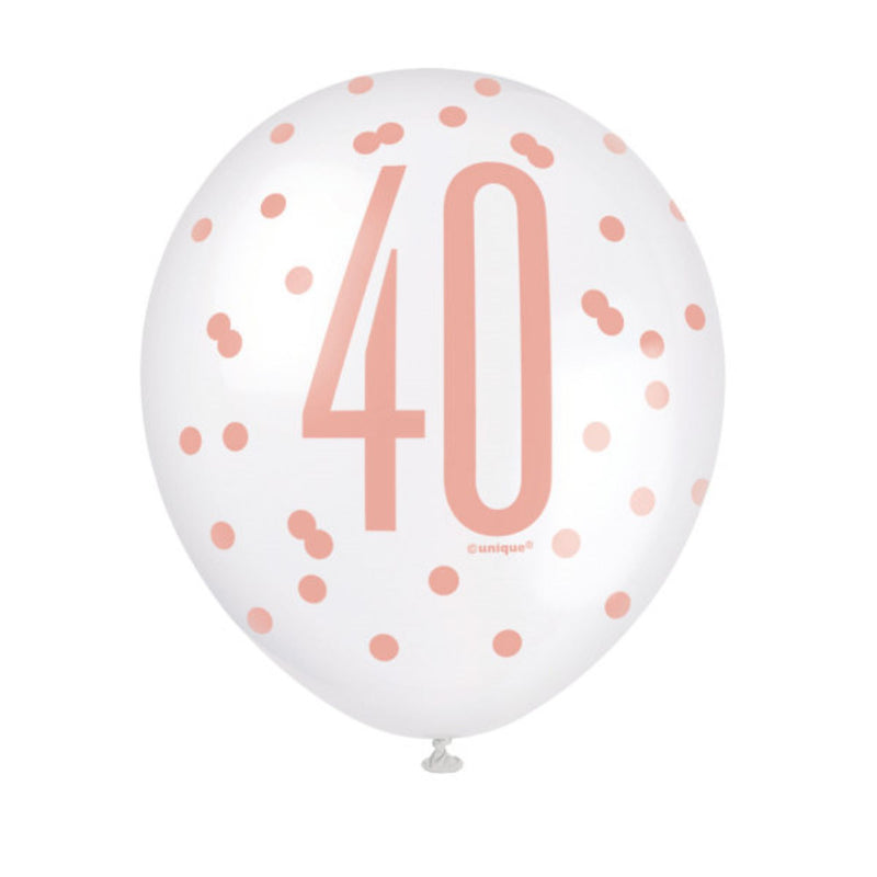 40th Birthday Balloons Rose Gold
