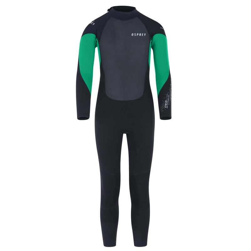 Watersports Wetsuit for Kids Green and Black 3mm Thick Long