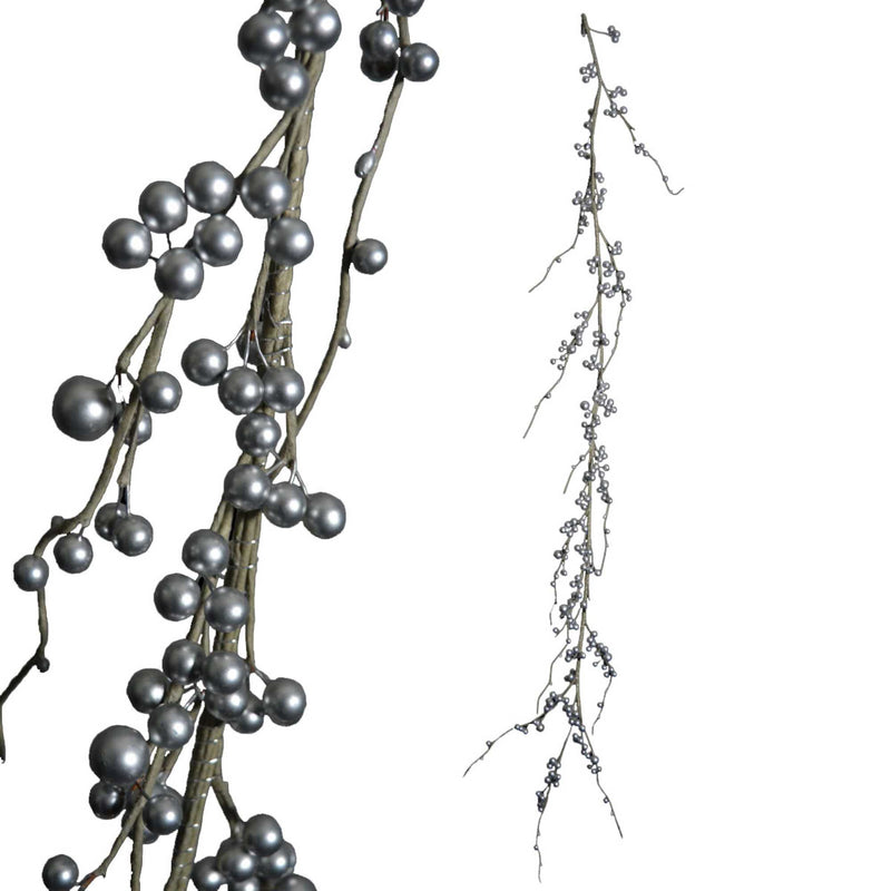 Silver Berry Wired Christmas Garland 1.5m