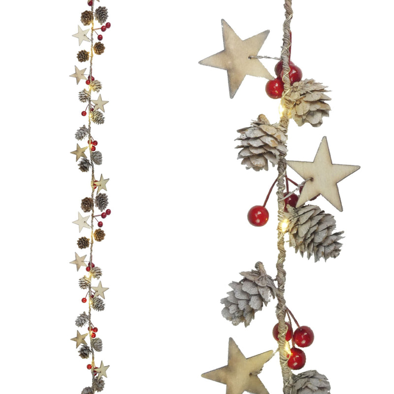 Berry and Pine Cone LED Garland 1.2m