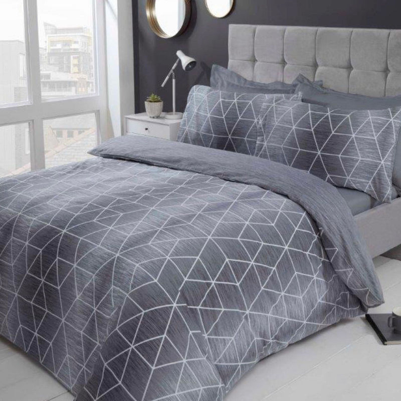 Grey Geometric Duvet Set