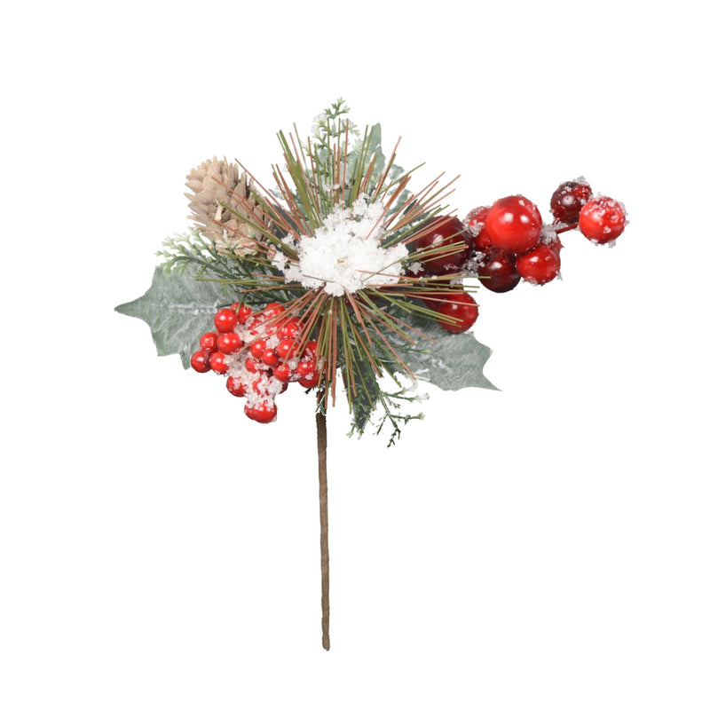 Red Berry Pine Cone Christmas Tree Pick