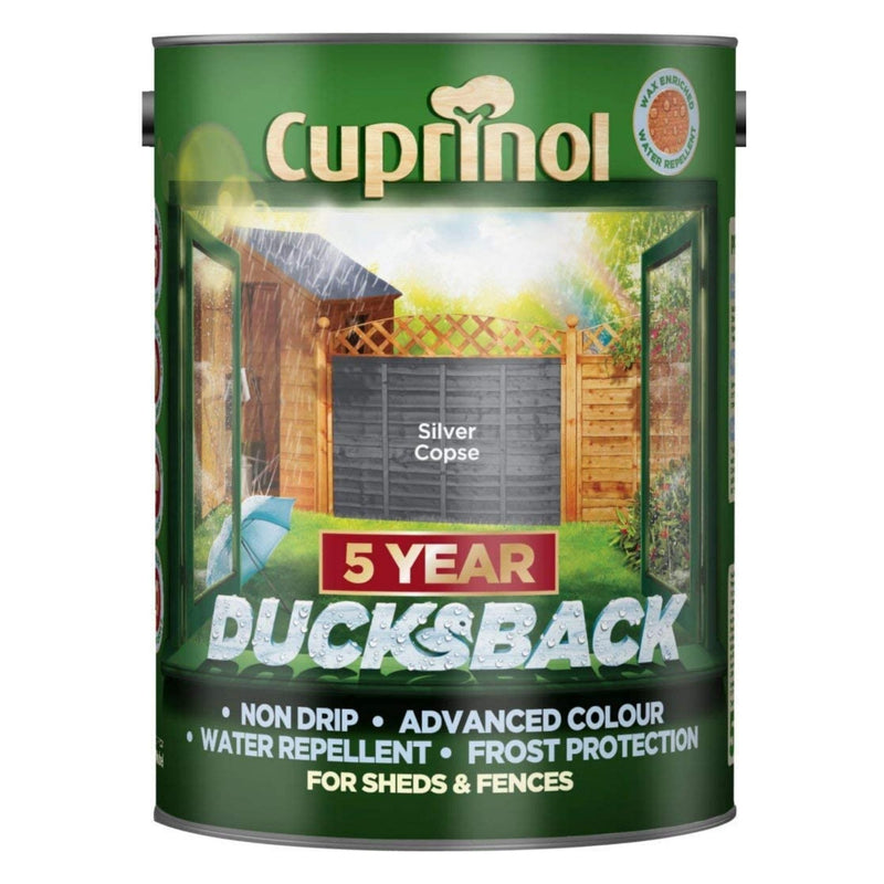 Cuprinol Ducksback Shed and Fence Paint Silver Copse 5L