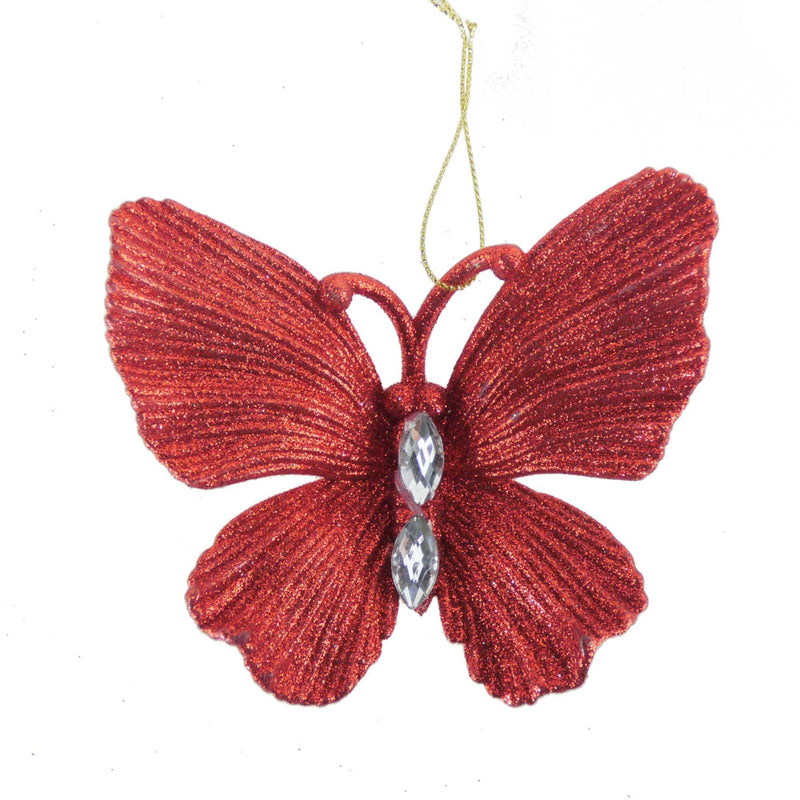 Diamante Glitter Butterfly Hanging Decoration Red