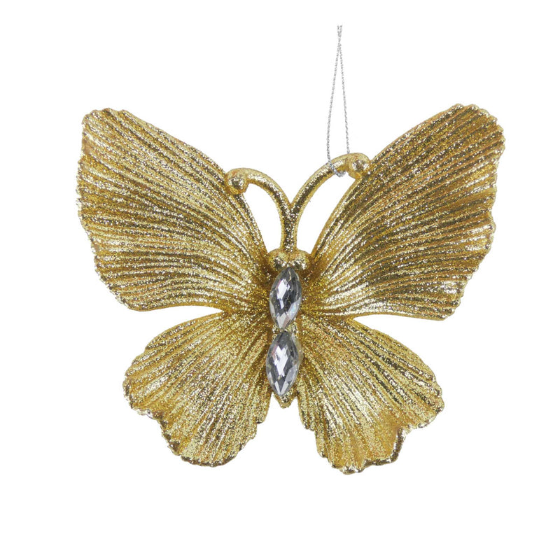 Diamante Glitter Butterfly Hanging Decoration Gold