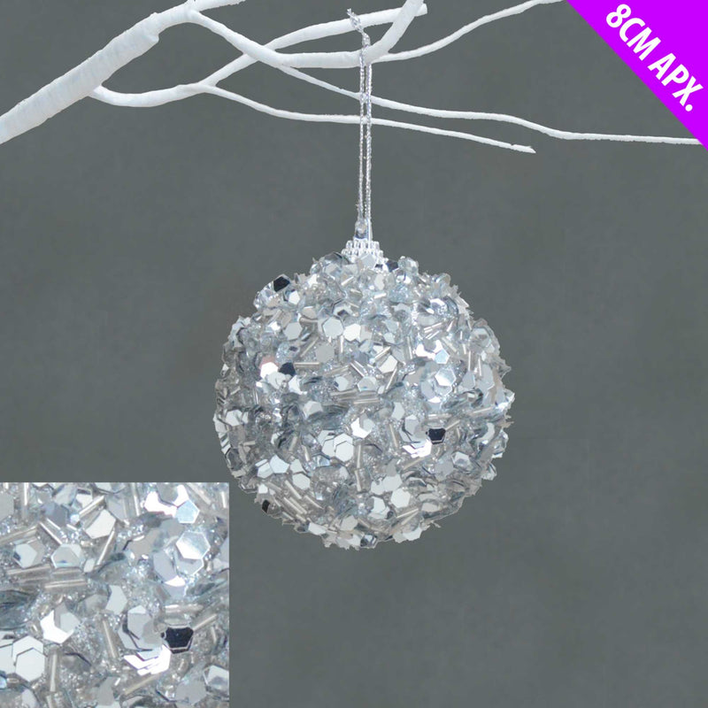Glitter and Sequin Bauble Silver