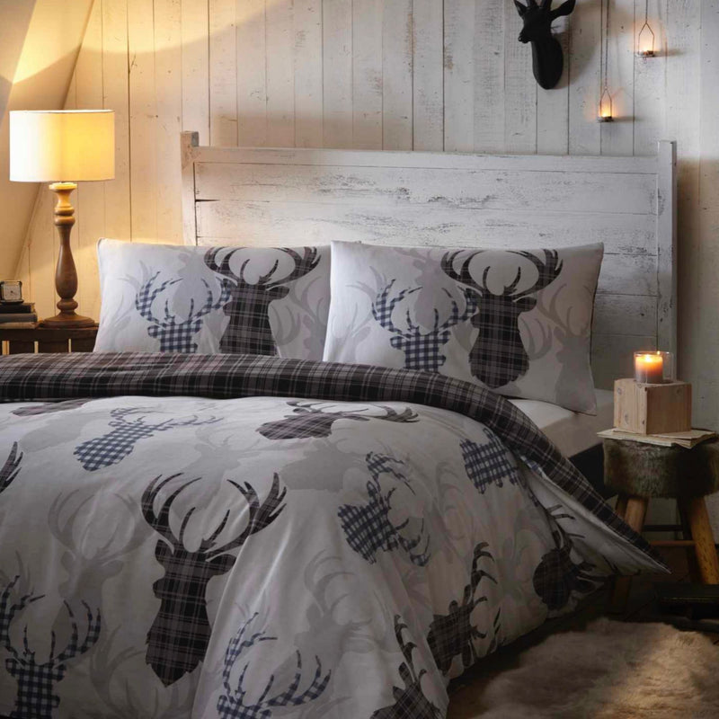 Tartan Stag Grey Duvet Set