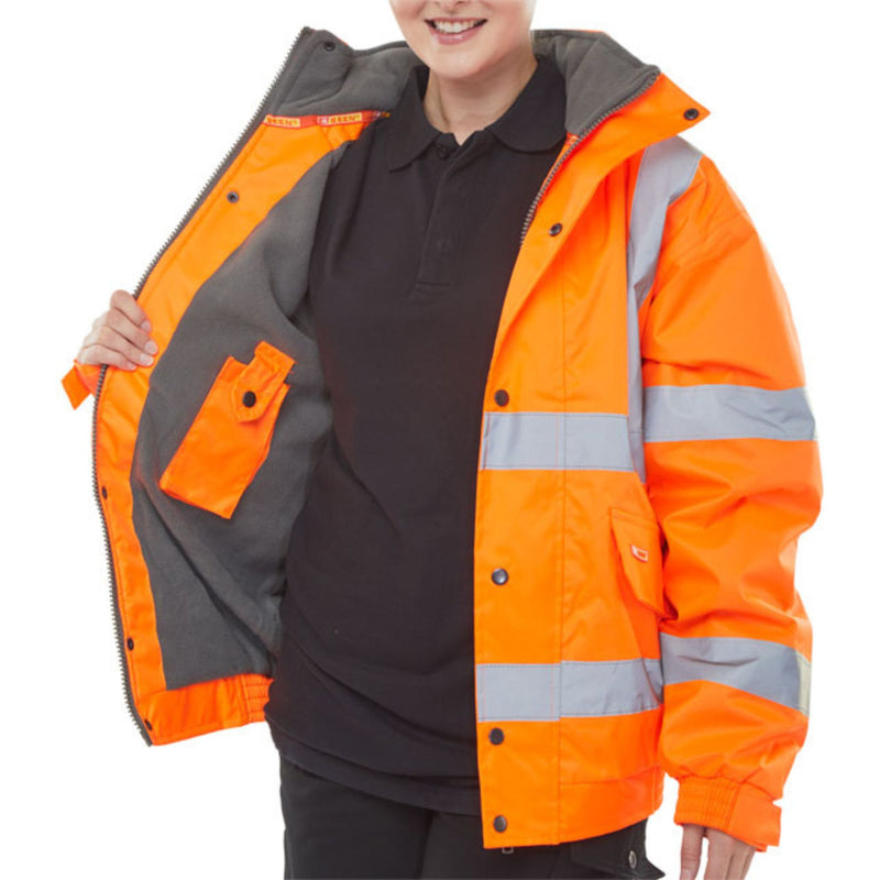 Hi Vis Fleece Lined Bomber Jacket Orange