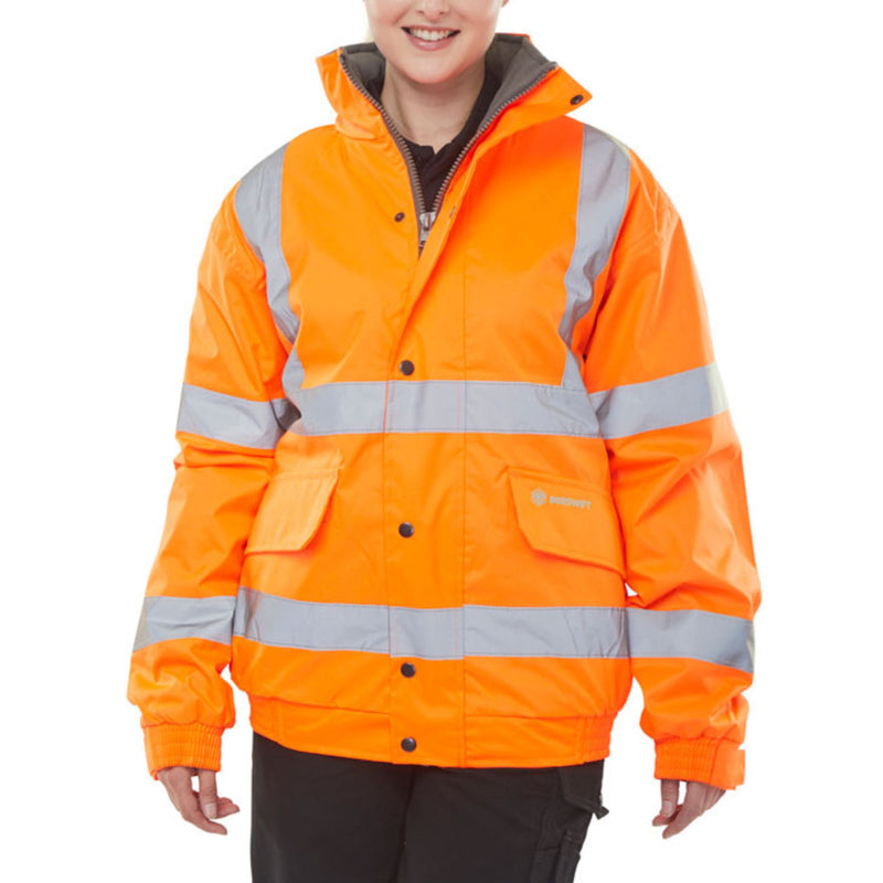 Hi Vis Fleece Lined Bomber Jacket Orange