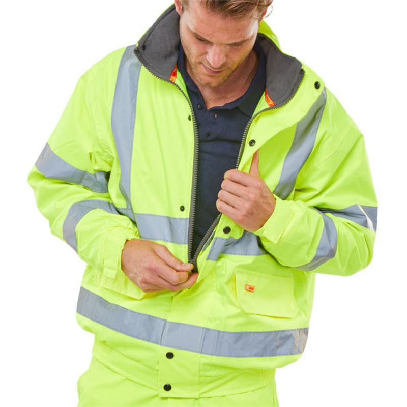 Hi Vis Fleece Lined Bomber Jacket Yellow