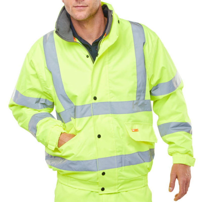 Hi Vis Fleece Lined Bomber Jacket Yellow