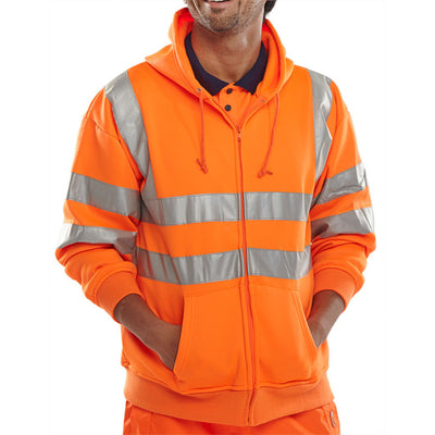 Beeswift Orange Hi Vis Hooded Zip Sweatshirt