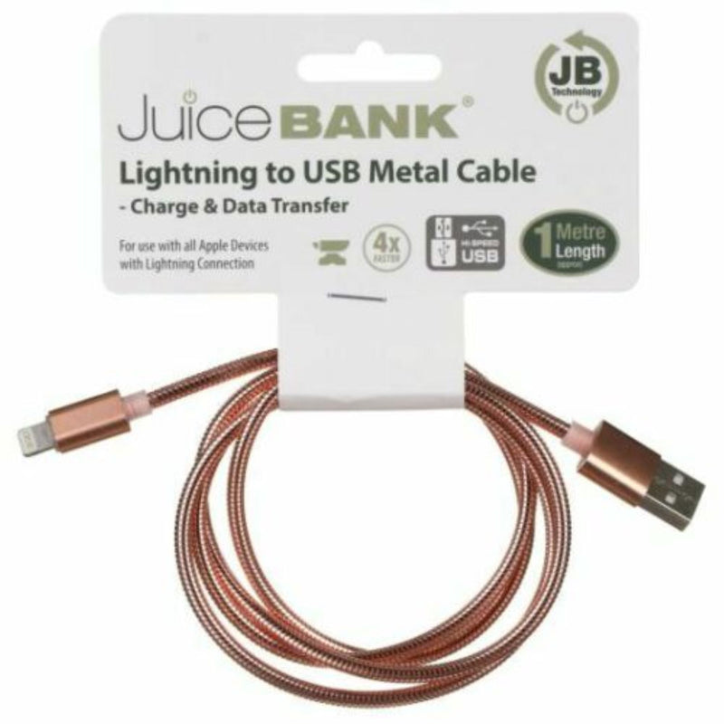 Lightning to USB iPhone Charging Cable Rose Gold