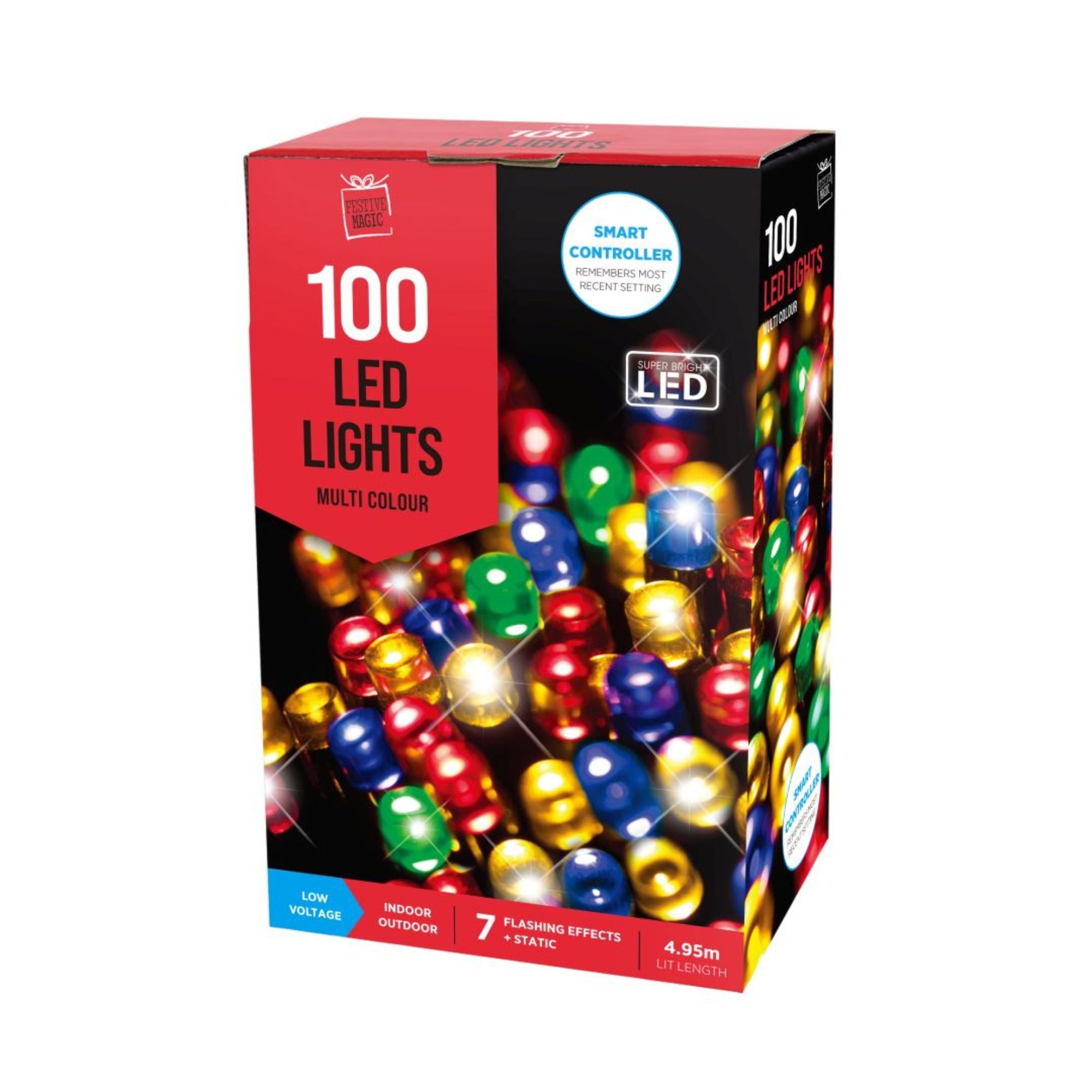 100 LED Lights Multi Colour Christmas Lights & Decorations The