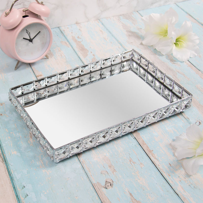 Rectangle Crystal Mirrored Tray 29cm