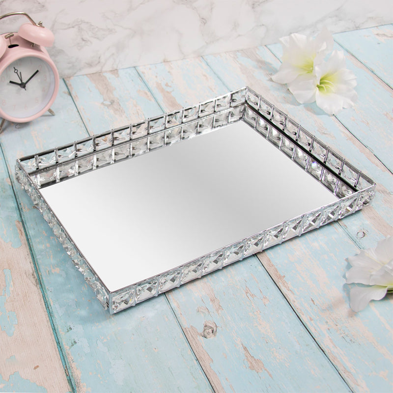 Rectangle Crystal Mirrored Tray 35cm