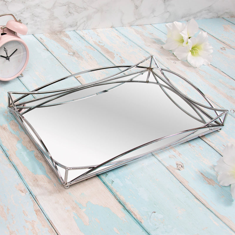 Rectangle Abstract Mirrored Tray 37cm