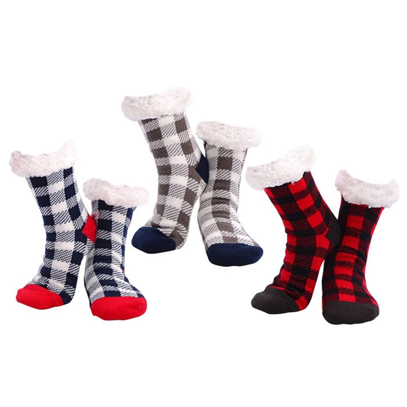 Nuzzles Mens Checked Fleece Lined Socks