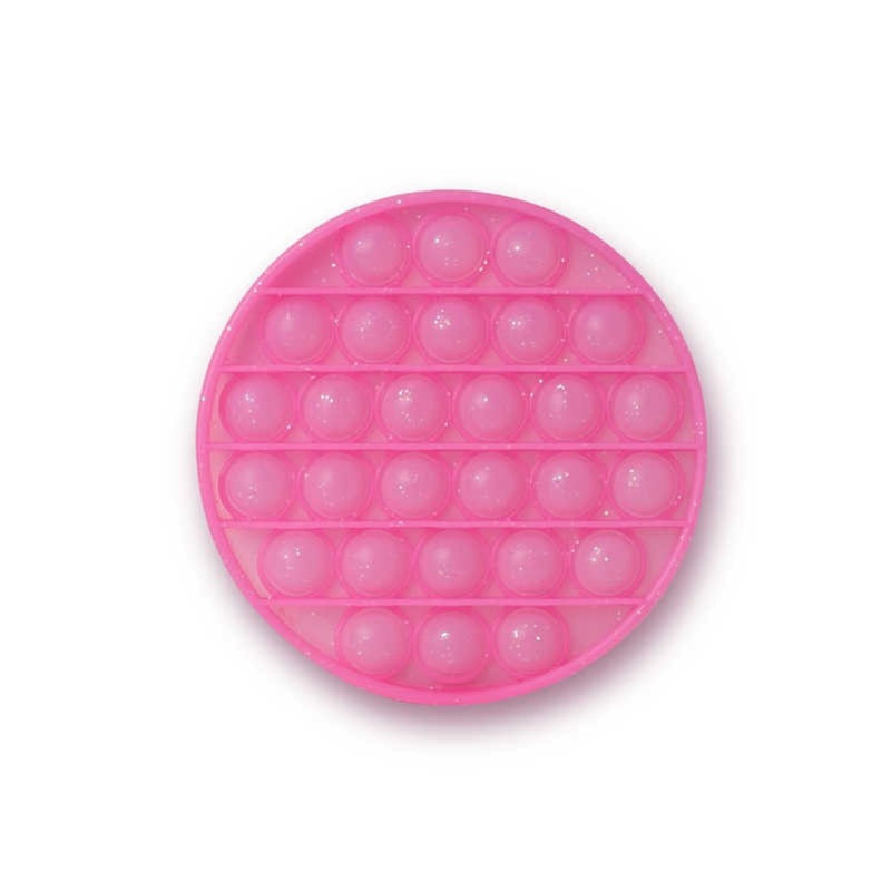 Push Popper Fidget Toy Pink Glitter Circle