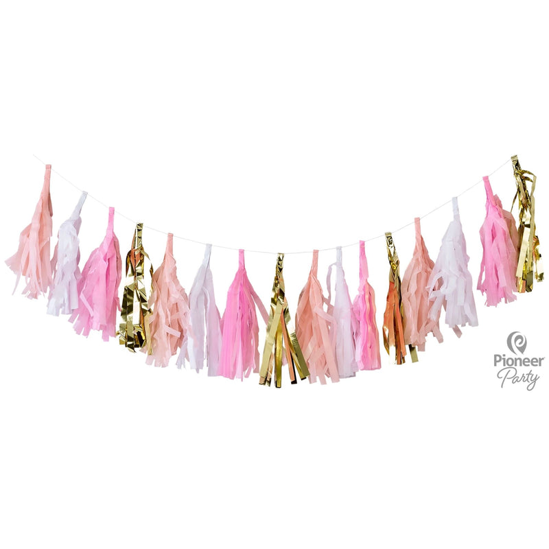 Tassel Garland Pink, White and Gold