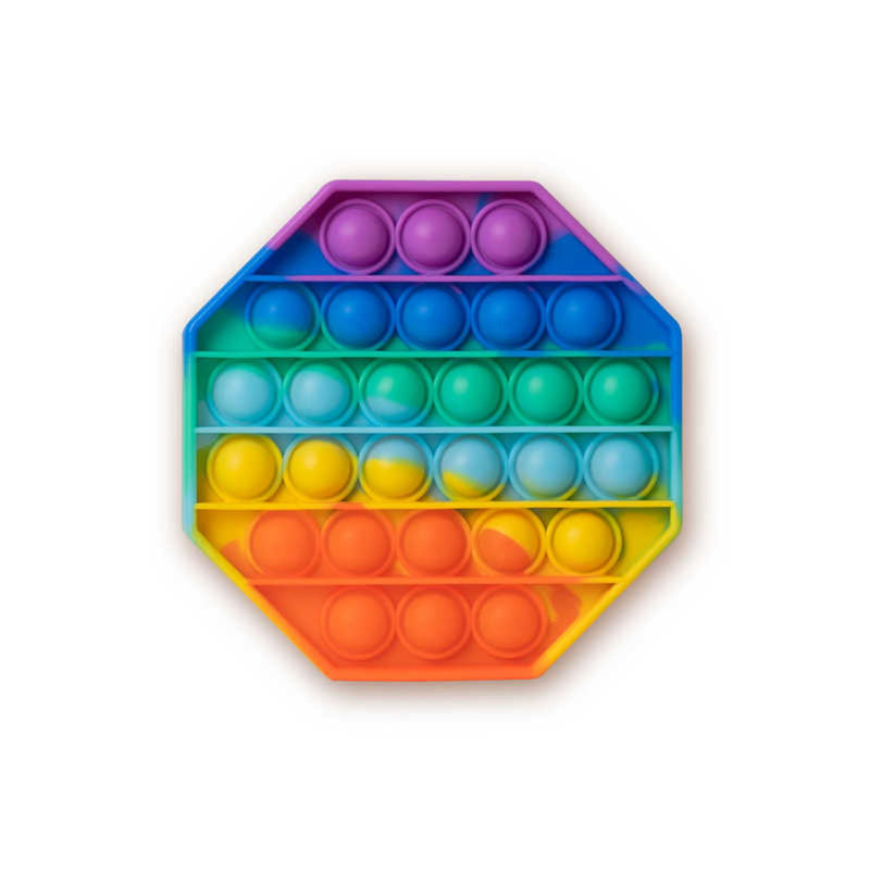 Push Popper Fidget Toy Rainbow Hexagon