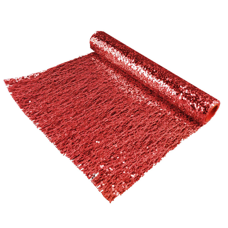 Sequin Mesh Fabric Metallic Red 30cm x 2m