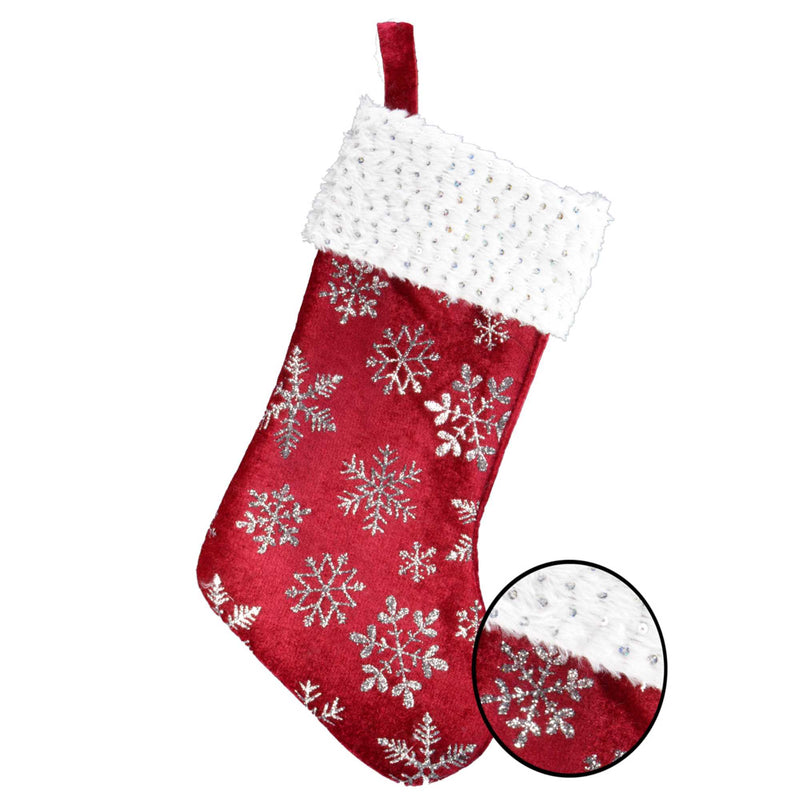 Red Snowflake Christmas Stocking