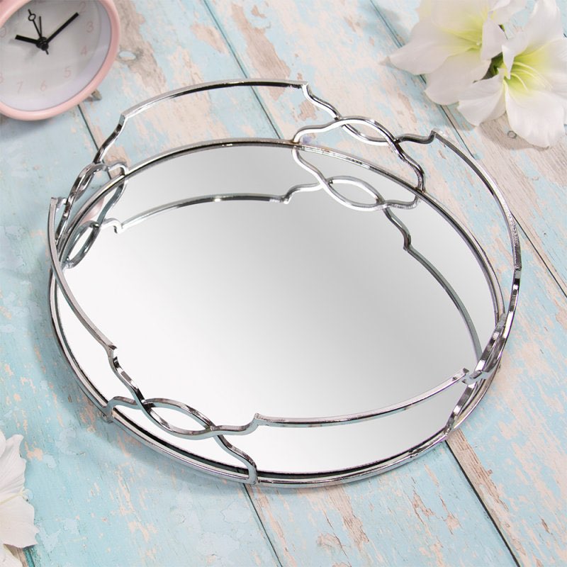 Round Abstract Mirrored Tray 26cm