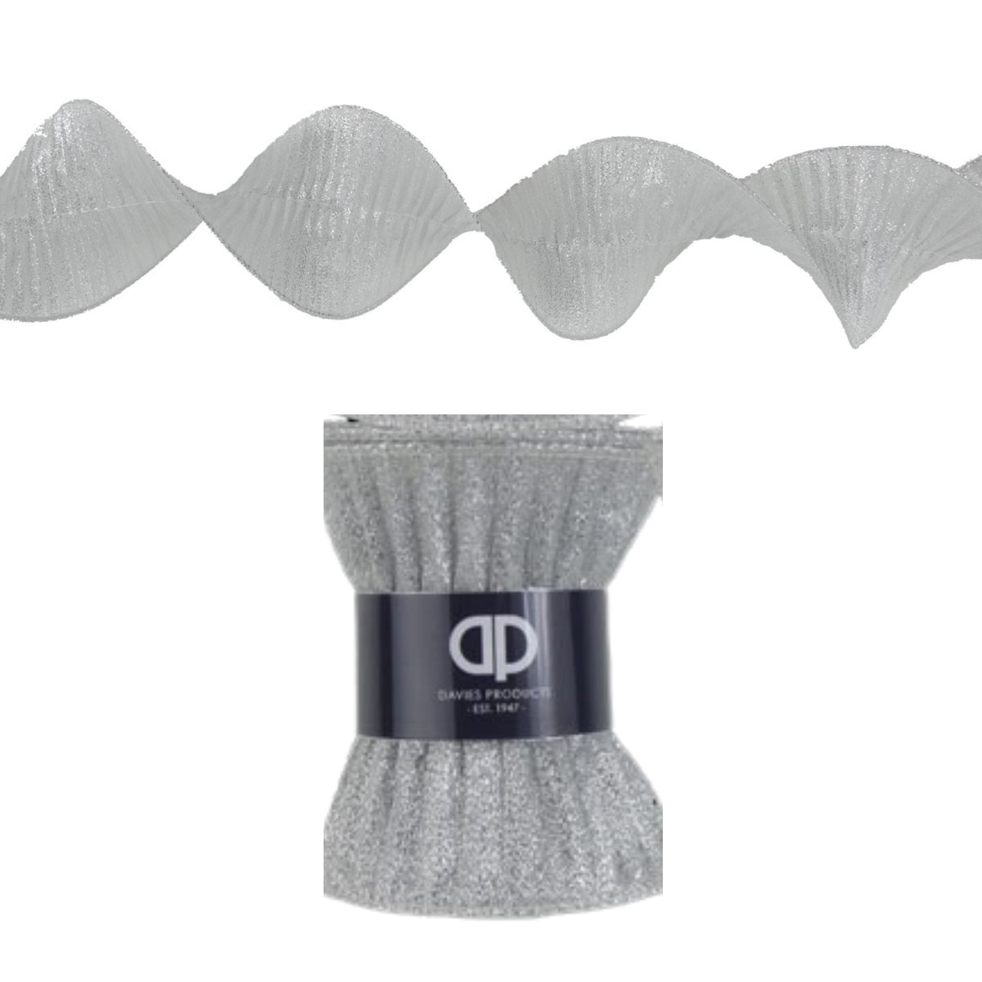 Silver Ruffle Ribbon | Christmas Ribbon & Wreath Making Supplies – The ...
