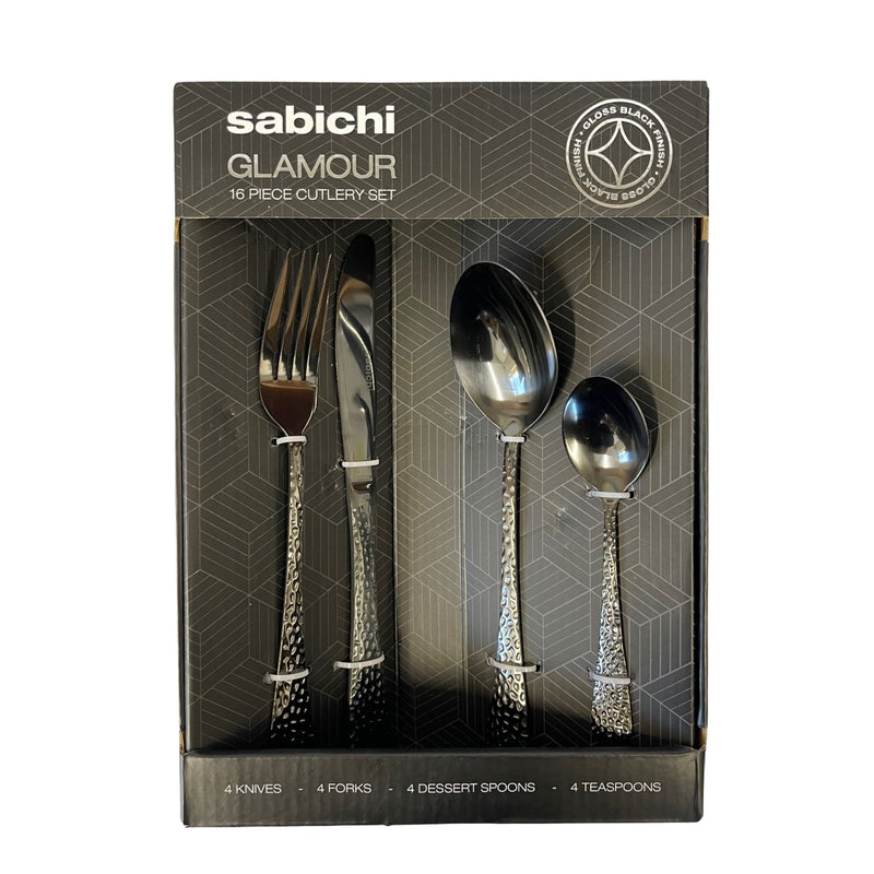 Sabichi Glamour 16 Piece Cutlery Set Gloss Black