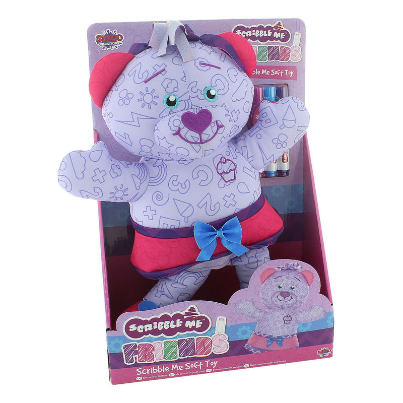 Scribble Me Friends Soft Bear Toy Purple