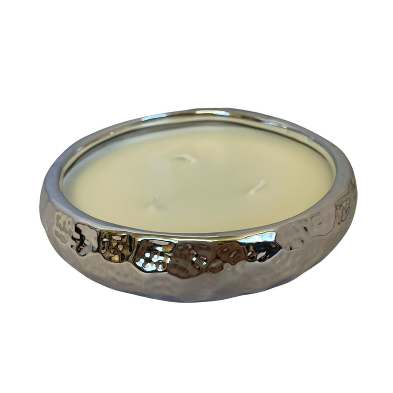Silver Hammered Effect Candle 13cm