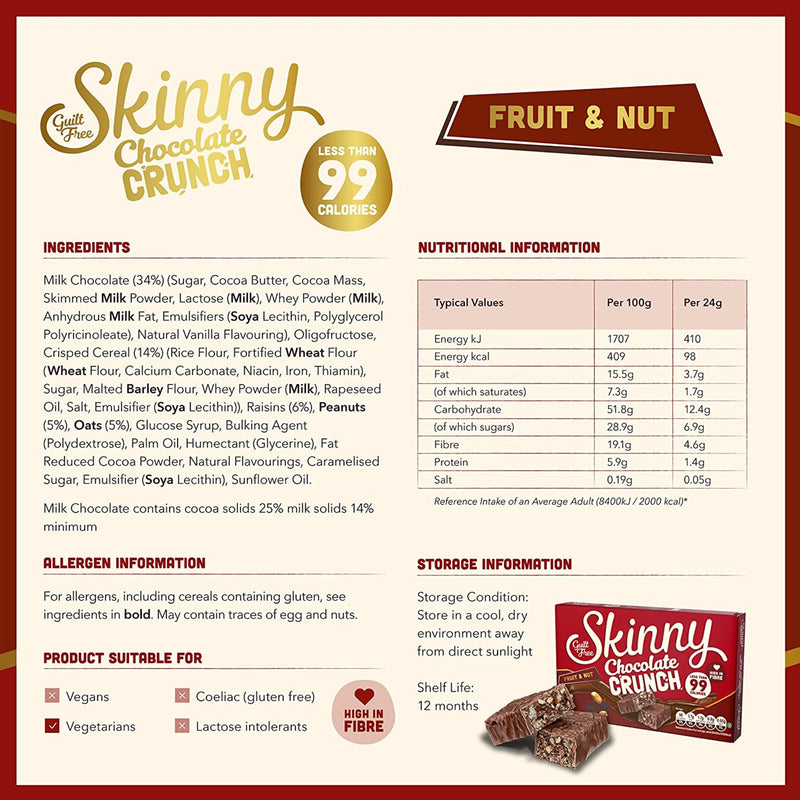 Skinny Chocolate Crunch Fruit and Nut Snack Bars