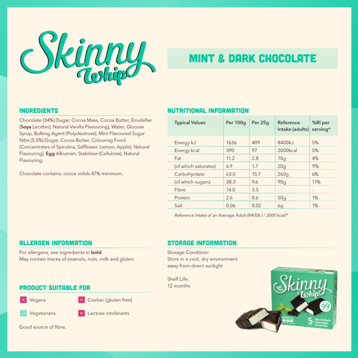 Skinny Whip Mint Chocolate Snack Bars