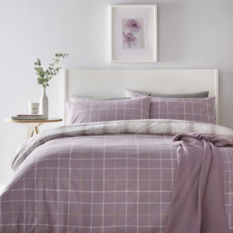 Skye Checked Mauve Duvet Set