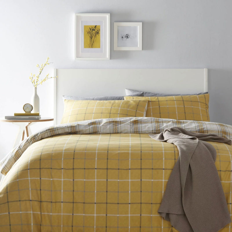 Skye Checked Mustard Duvet Set