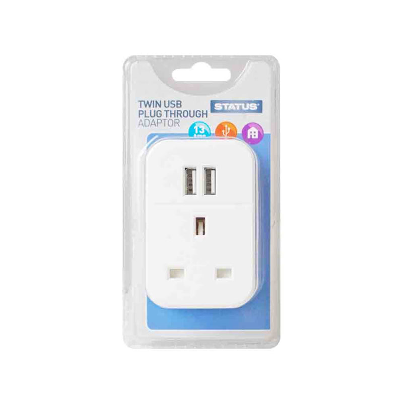 USB Plug Through Adaptor White