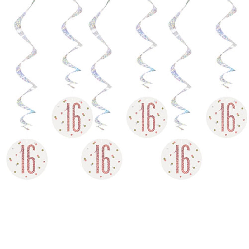 16th Birthday Swirl Decorations Rose Gold