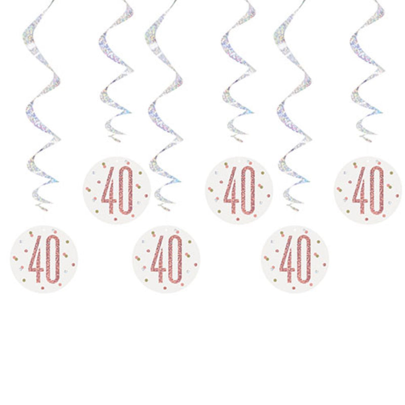 40th Birthday Swirl Decorations Rose Gold