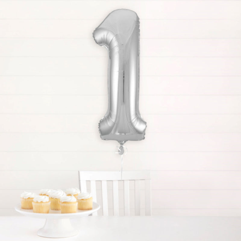 Giant Foil Number Balloon 34" Silver